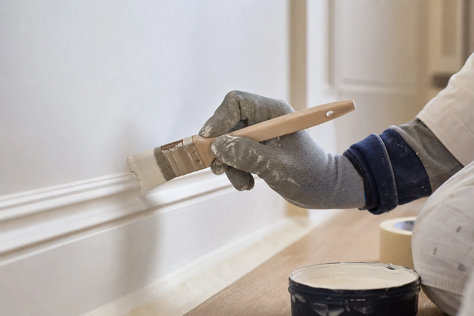 Application précise de peinture sur une moulure